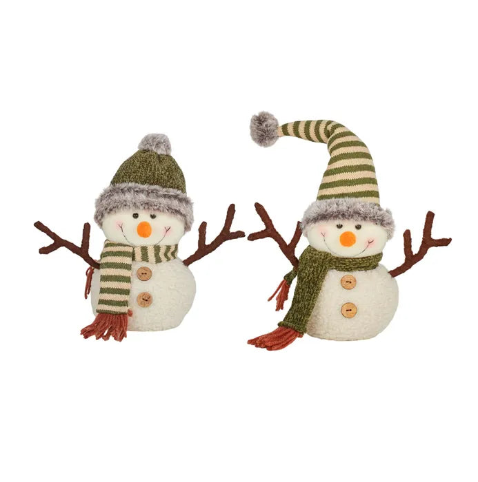 Snowman Fabric 25x12x33cm Green 2 Asst