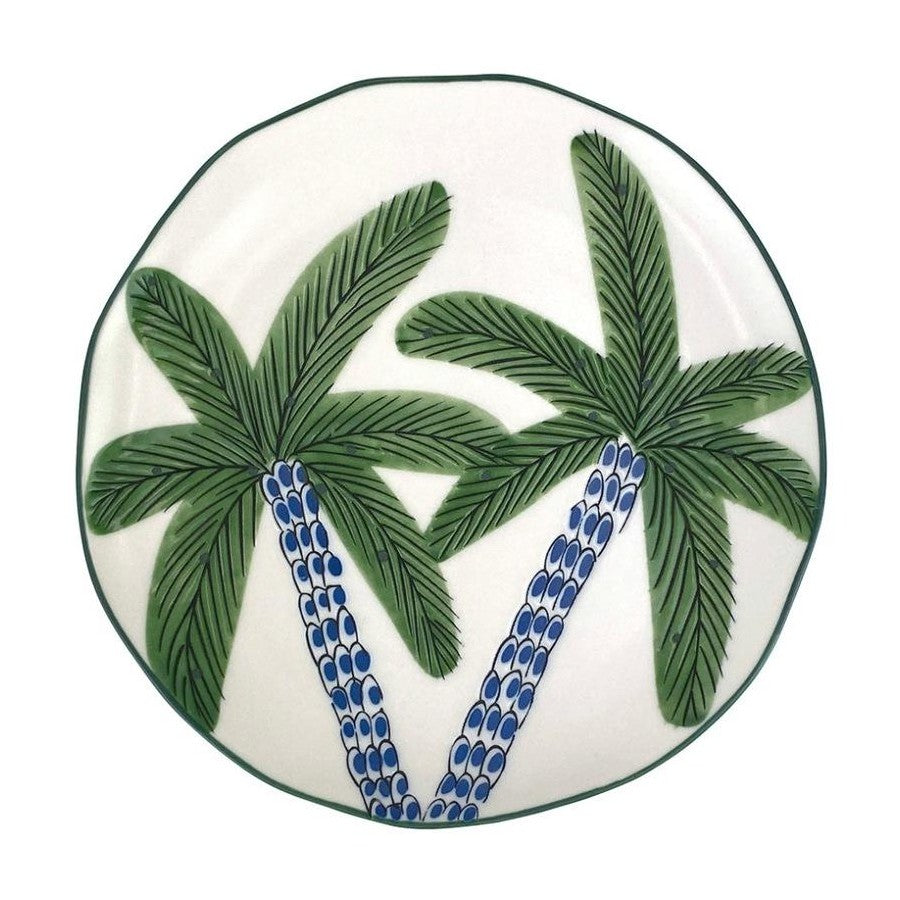 Annabel Trends Coconut Bay Round Plate White Palm