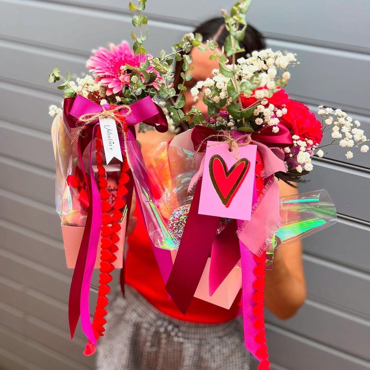 Valentine's Flower Caddy + Self Care Items