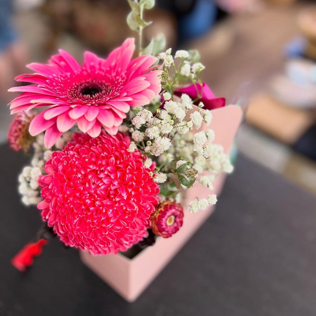 Valentine's Flower Caddy + Self Care Items