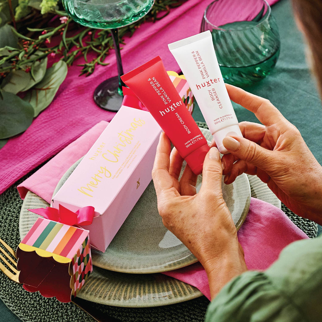 Huxter Adorned Christmas Body Care Duo Bon Bon - Pink Pepper & Vanilla Bean