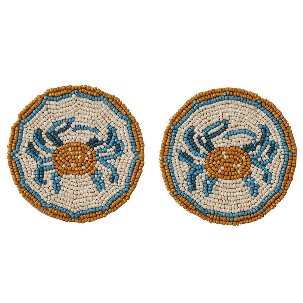 Goldy Crab Beaded Coasters Set of 2