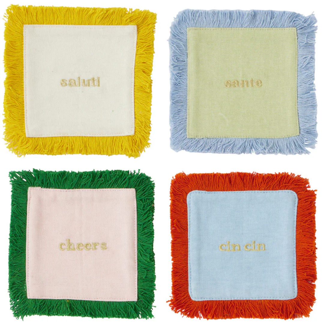 Cheers Cotton  Emb’d Coasters