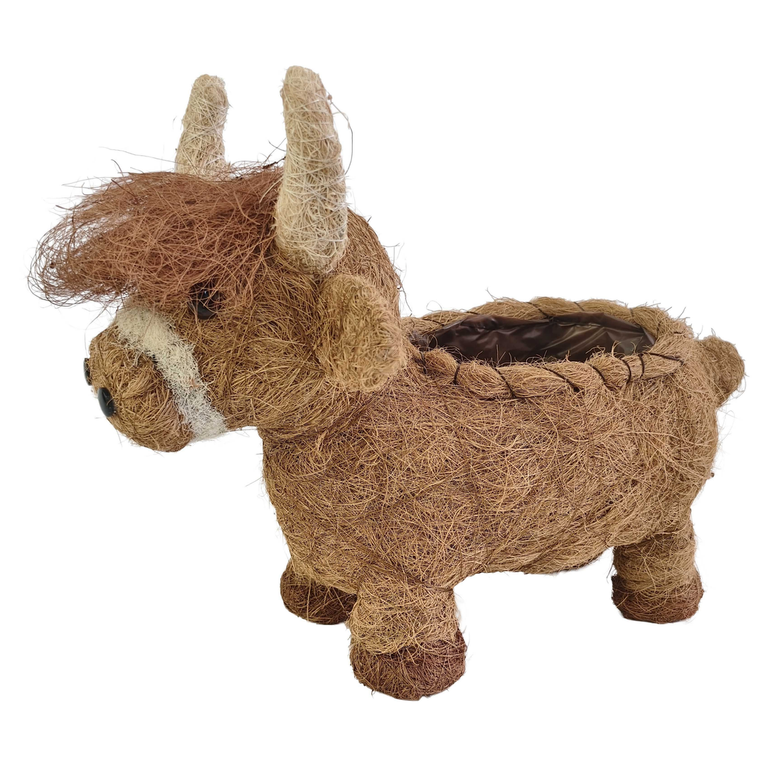 Husk Highland Cow Planter Brown Lrg 39cm
