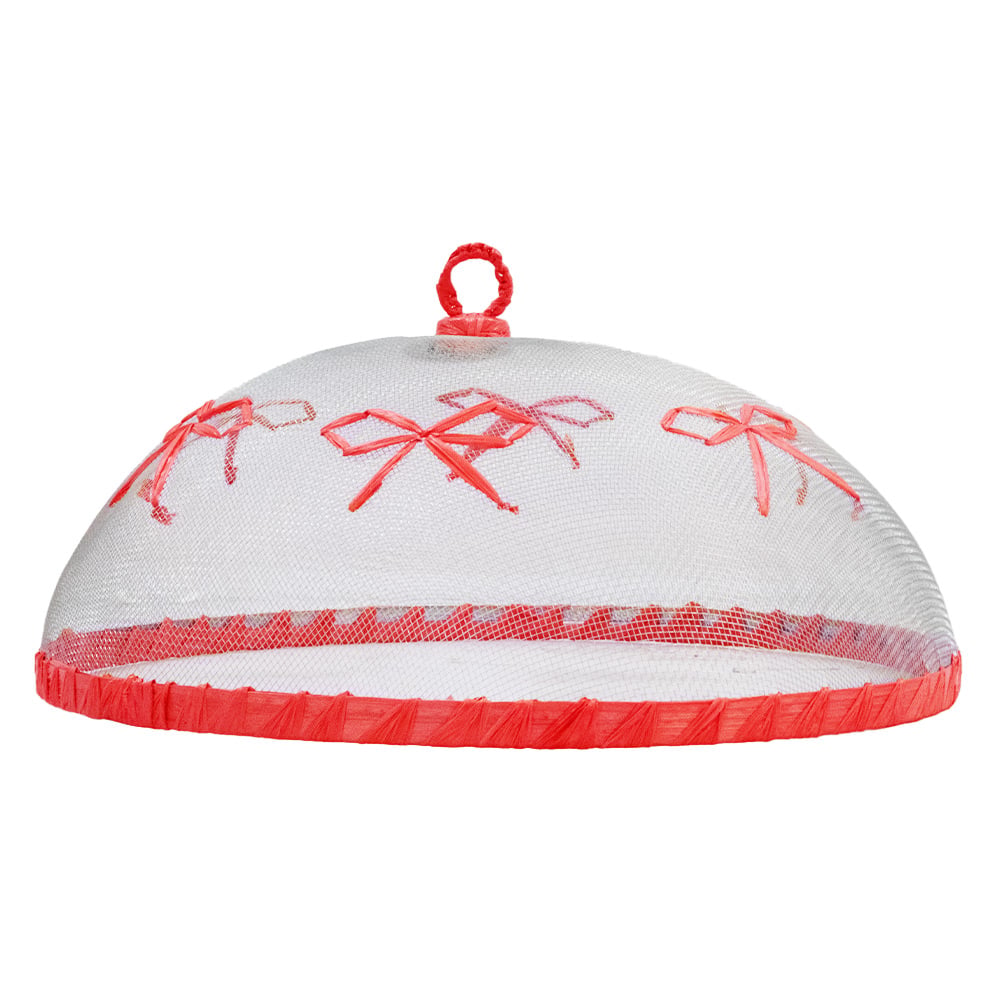 Bow Mesh Food Cover 35cm White/Red