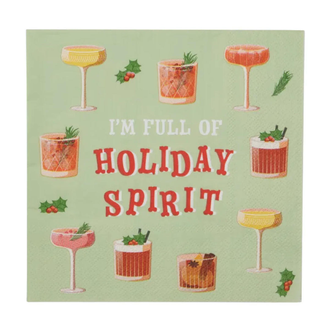 Gala Holiday Spirit Cocktails 20pk Christmas Paper Napkins