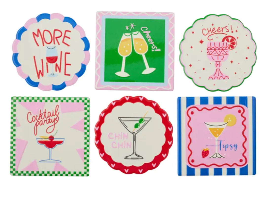 Cocktail Ceramic Coaster 6Asst
