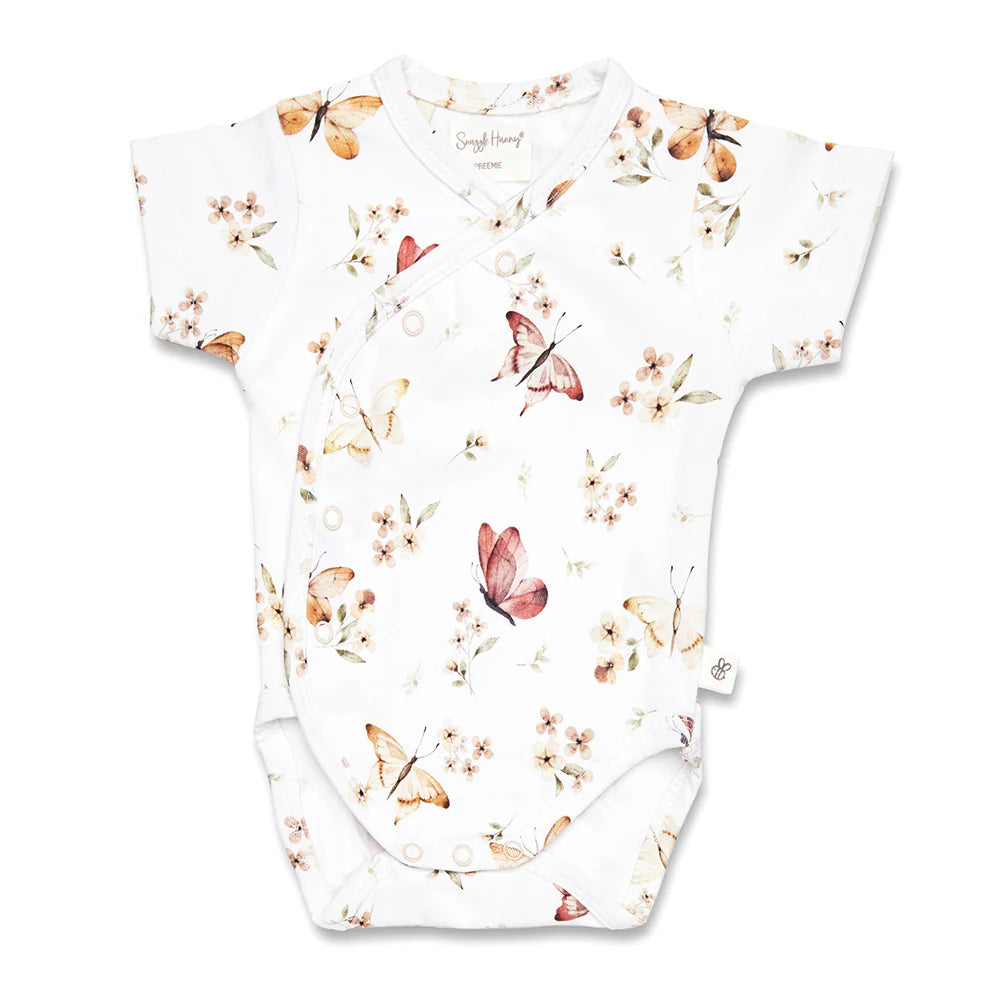 Snuggle Hunny Short Sleeve Organic PREEMIE Kimono Bodysuit