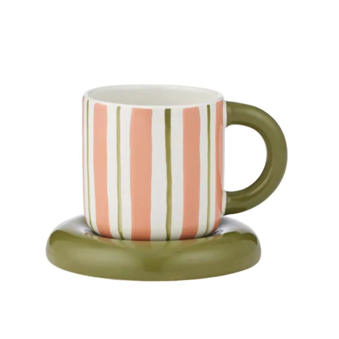 Candy Ceramic Cup & Saucer Pink/Olive