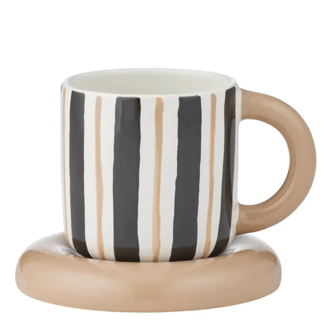 Candy Ceramic Cup & Saucer 13cmx10cm Black/Nat