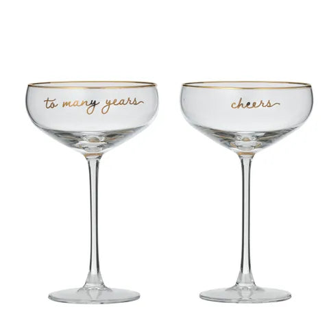 Cheers S/2 Glass Coupe Gold
