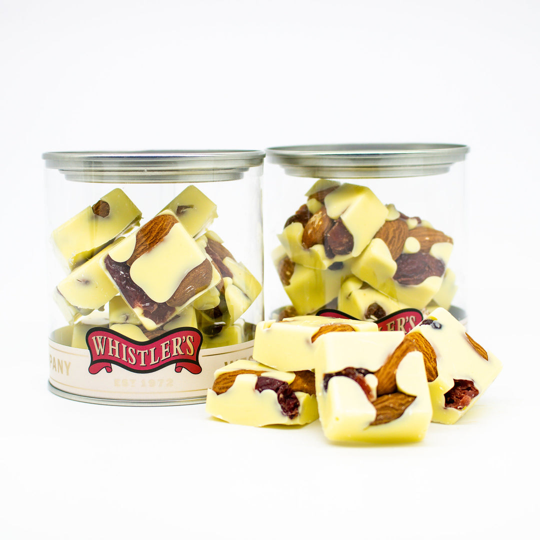 Whistlers Choc Almond Cranberry Embossed Jar 120g