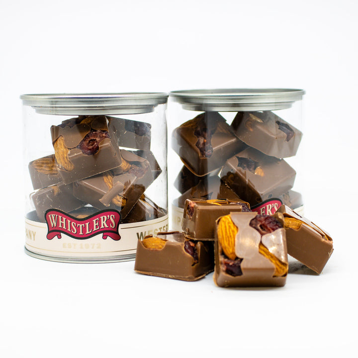 Whistlers Choc Almond Cranberry Embossed Jar 120g