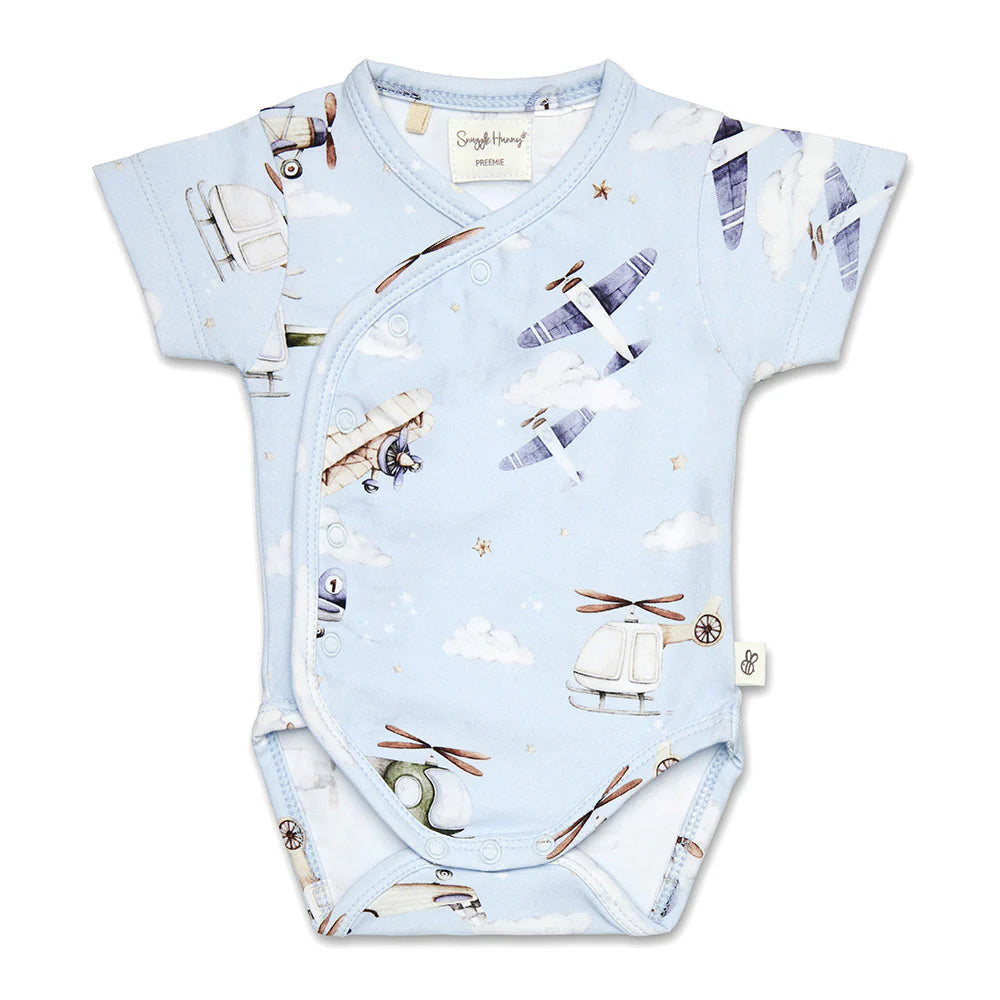 Snuggle Hunny Short Sleeve Organic PREEMIE Kimono Bodysuit