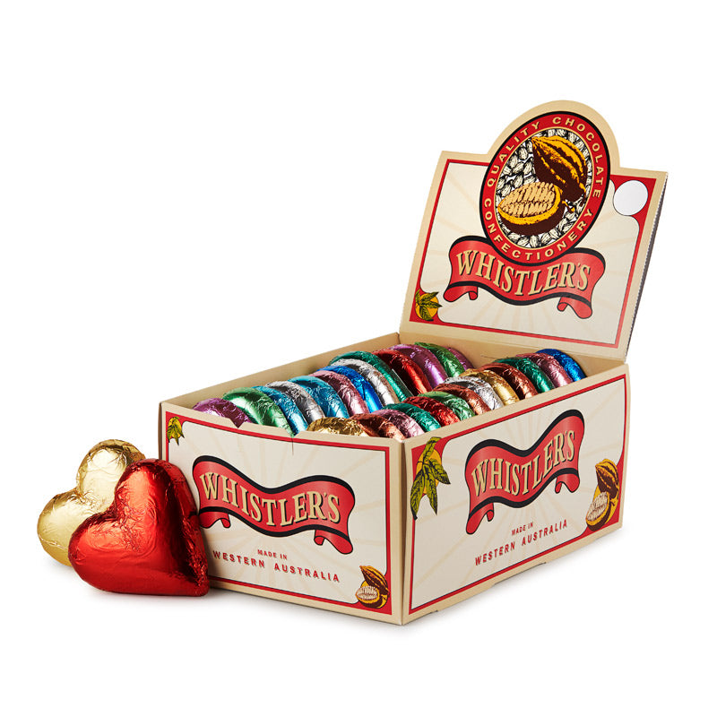 Whistlers Foiled Chocolate Hearts 50g